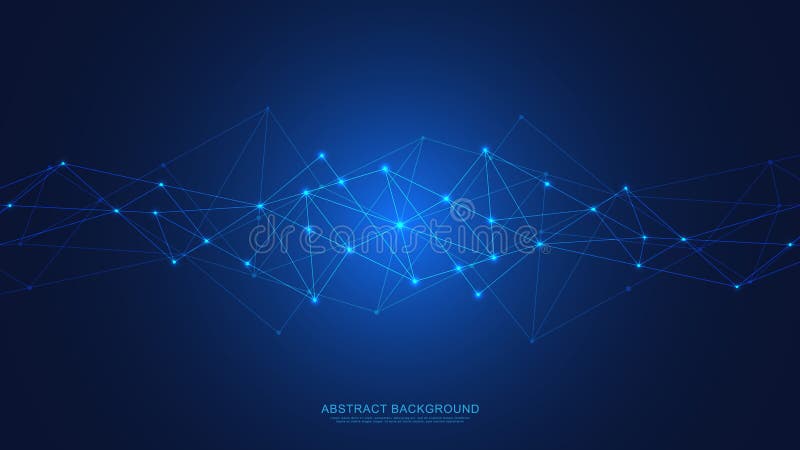 Abstract technology background with connecting dots and lines. Digital technology of global network connection and royalty free illustration