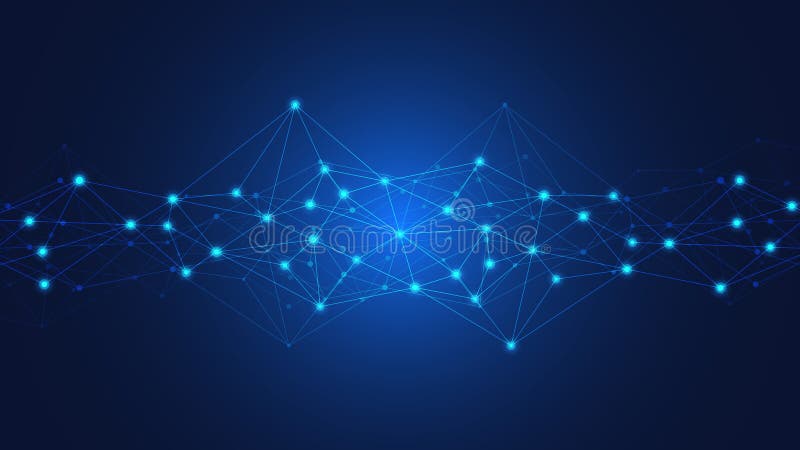 Abstract technology background with connecting dots and lines. Digital technology of global network connection and communication vector illustration