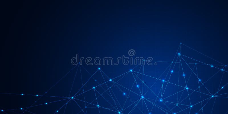 Abstract technology background with connecting dots and lines. Global network connection. Digital technology and royalty free illustration
