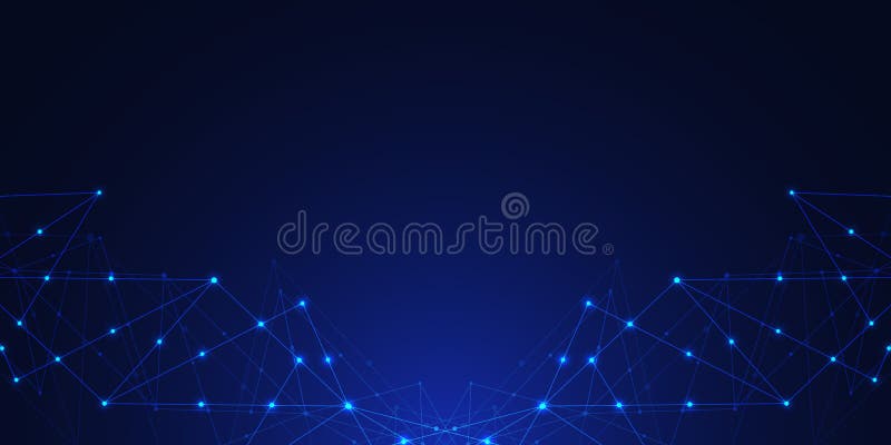 Abstract technology background with connecting dots and lines. Global network connection. Digital technology and stock illustration