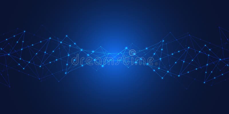 Abstract technology background with connecting dots and lines. Global network connection. Digital technology and stock illustration