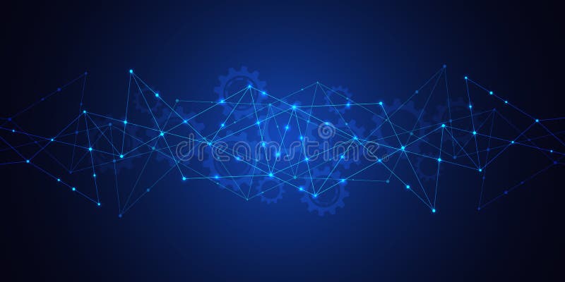 Abstract technology background with connecting dots and lines. Global network connection. Digital technology and royalty free illustration