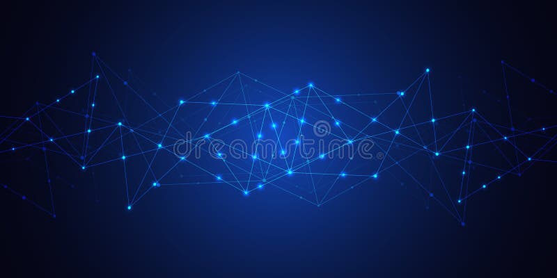 Abstract technology background with connecting dots and lines. Global network connection. Digital technology and stock illustration