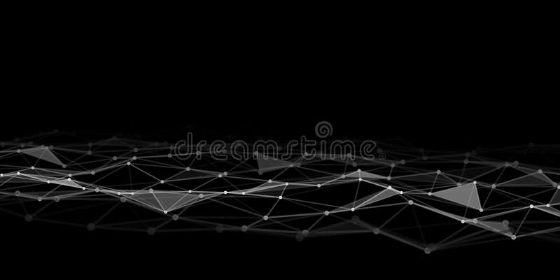 Abstract technology background with connecting dots and lines. Low poly shape stock illustration