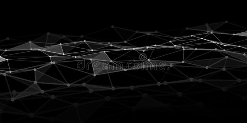 Abstract technology background with connecting dots and lines. Low poly shape vector illustration