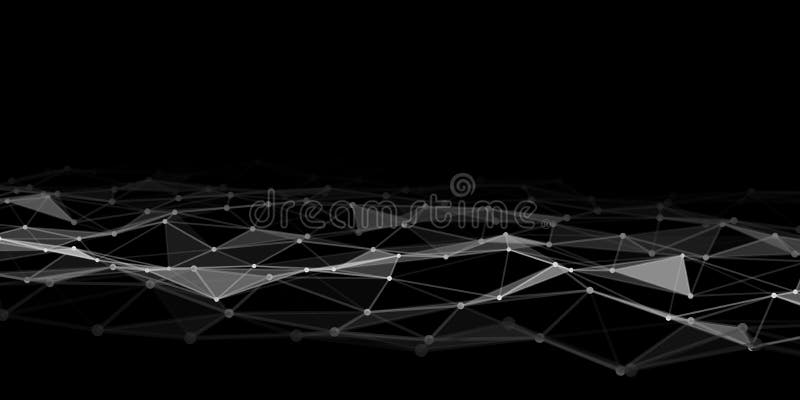 Abstract technology background with connecting dots and lines. Low poly shape royalty free illustration