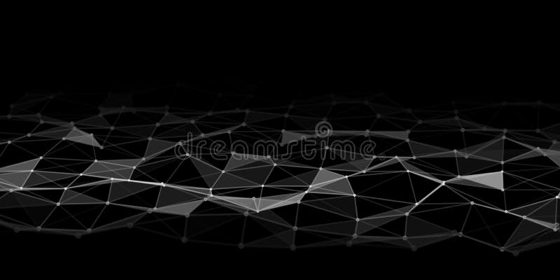 Abstract technology background with connecting dots and lines. Low poly shape stock illustration
