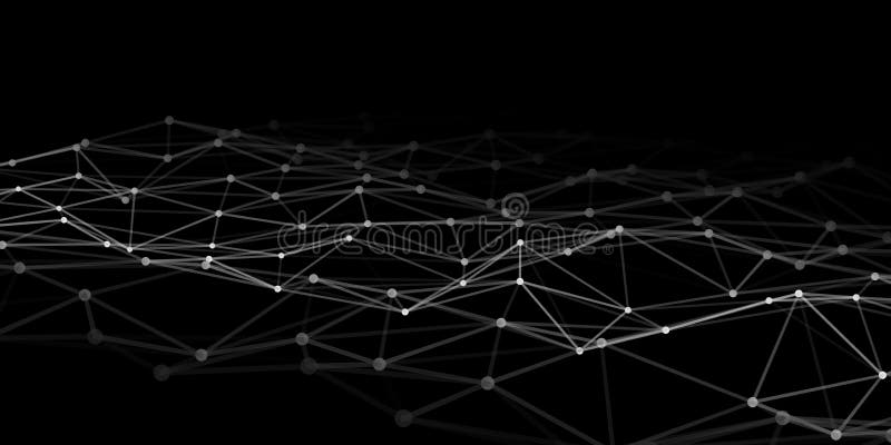 Abstract technology background with connecting dots and lines. Low poly shape stock illustration