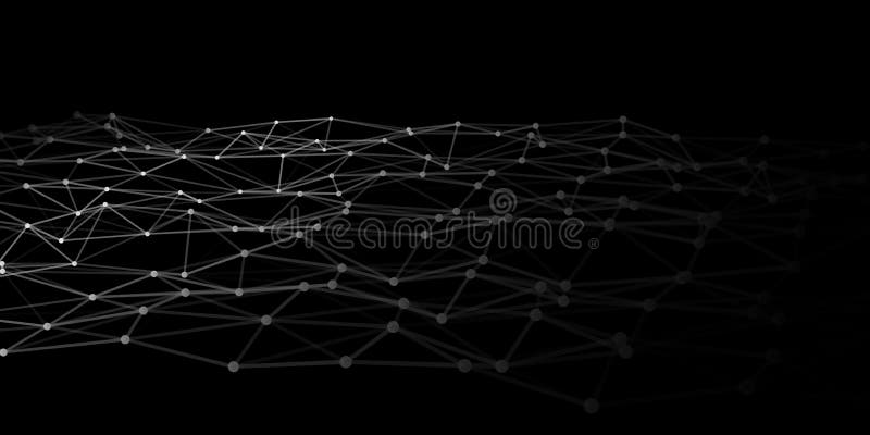 Abstract technology background with connecting dots and lines. Low poly shape royalty free illustration