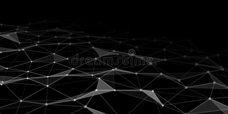 Abstract technology background with connecting dots and lines. Low poly shape stock illustration