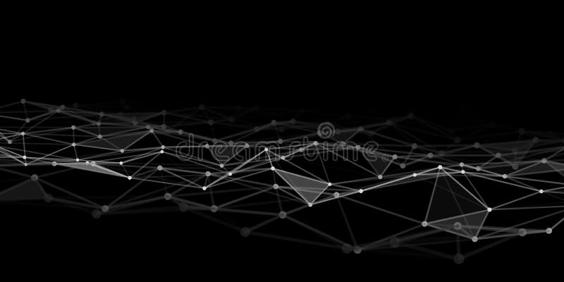 Abstract technology background with connecting dots and lines. Low poly shape vector illustration