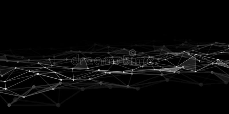 Abstract technology background with connecting dots and lines. Low poly shape stock illustration