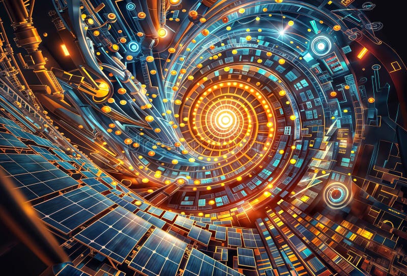 Abstract technology background. 3d rendering, 3d illustration. Computer digital drawing. , generative ai stock illustration