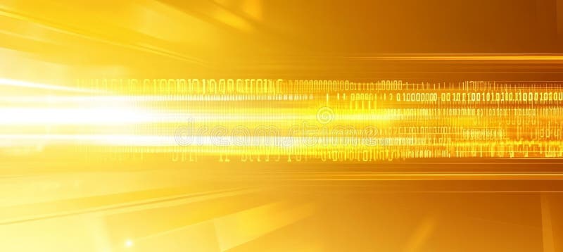 Abstract Technology Background, Digital Binary Code Data Stream Flowing on Yellow Background. vector illustration