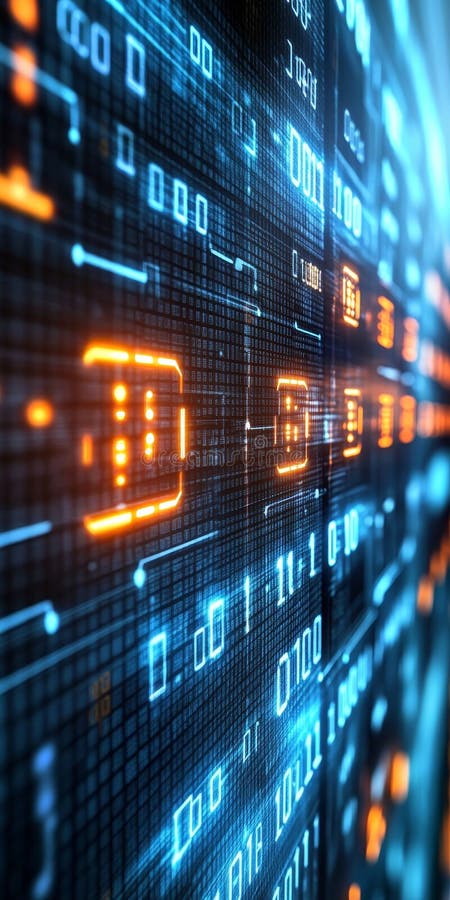 Abstract Technology Background. Digital Binary Data On Computer Screen. Big Data Concept. royalty free illustration