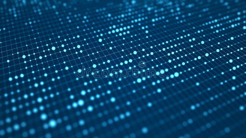 Abstract technology background. Digital background with connected blue dots. 3d rendering royalty free illustration