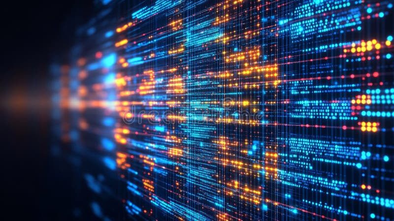 Abstract Technology Background, Digital Data Flowing Through Cyberspace, Big Data Concept royalty free illustration