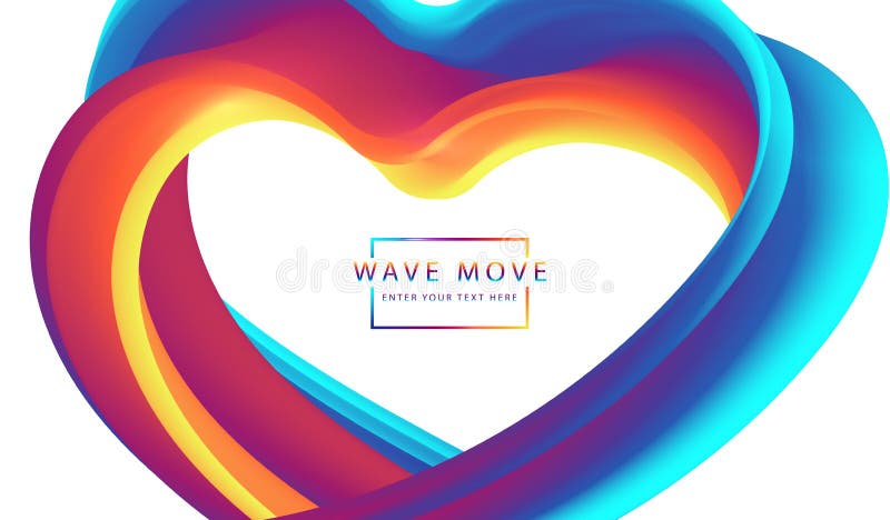 Abstract technology background dyanmic rainbow colorful fluid wave heart 3D line. Cyber technology Ai tech wire network futuristic