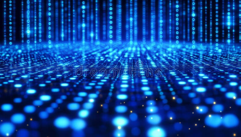 Abstract Technology Background, Flowing Data Stream, Digital Matrix Code, Big Data Analysis vector illustration