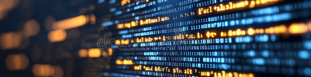 Abstract Technology Background, Futuristic Code Snippet with Binary ...