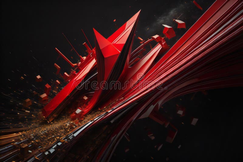 Abstract technology background. High tech concept. Red color. generative ai royalty free illustration