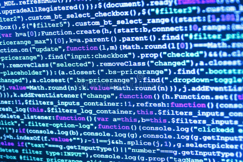Javascript functions, variables stock illustration