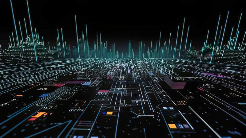 Abstract technology background for machine learning and big data network connectivity stock illustration