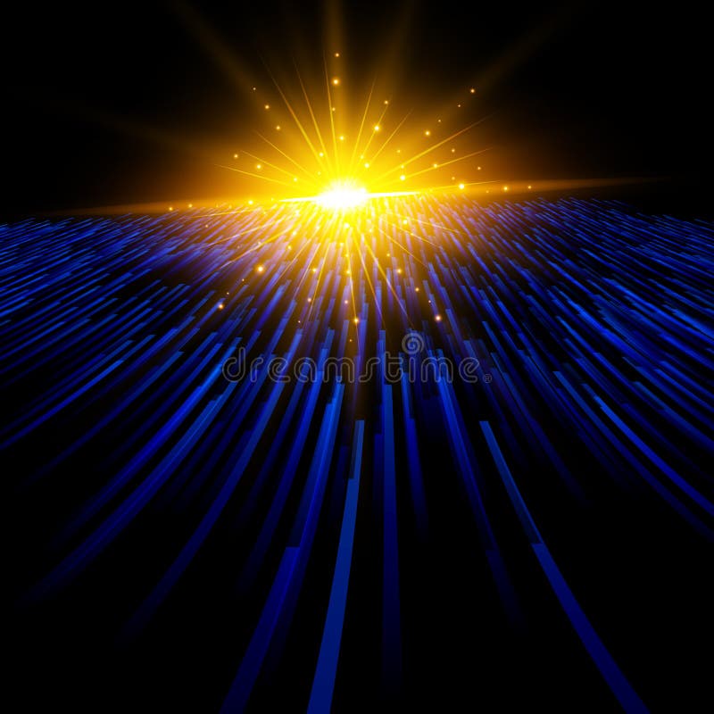 Abstract Technology Blue Light Laser Lines Perspective Moving To Stock