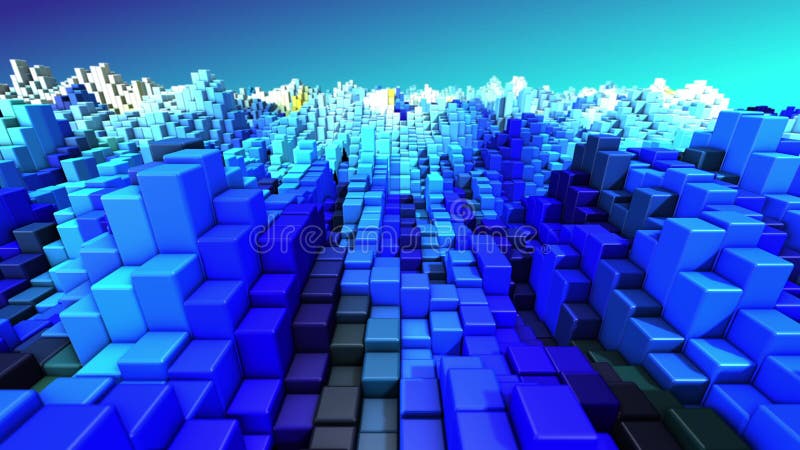 Abstract technology blue and white 3D cubes geometric background render 4k UHD 3840x2160 royalty free illustration