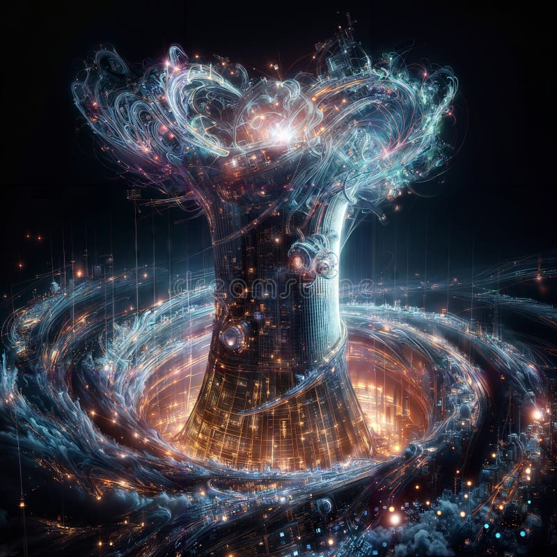 3d illustration of abstract technology digital composition,digital art works. , generative ai royalty free illustration