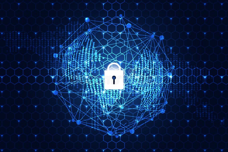 Abstract technology concept world digital link cyber security on vector illustration