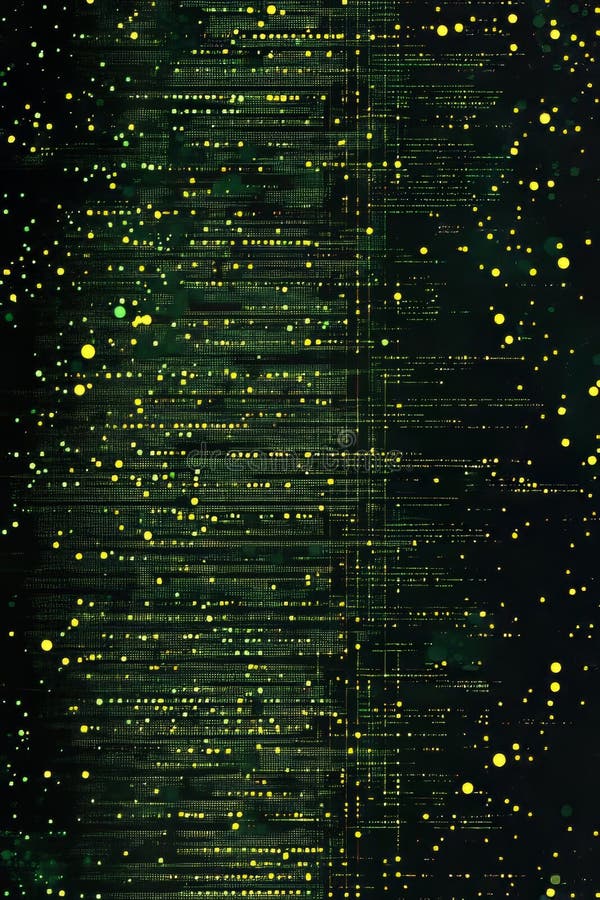 Abstract Technology, Dark Green Matrix Code, Flowing Data Streams, Binary Code Background stock illustration