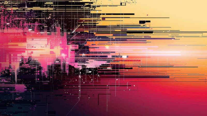 Abstract Technology Data Stream Visualization in Vivid Colors royalty free illustration
