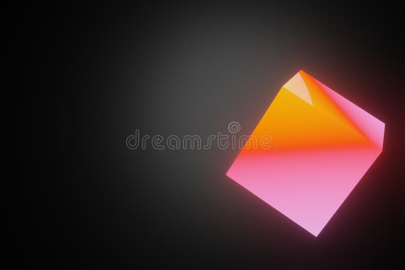 Abstract technology digital neon colourful glowing box or cube background 3D rendering vector illustration