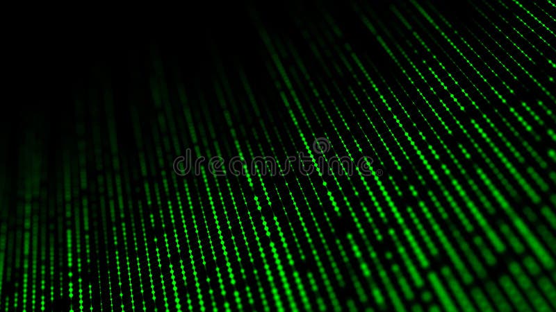 Abstract technology flow background. Digital green code. 3d rendering. Big data visualization stock illustration