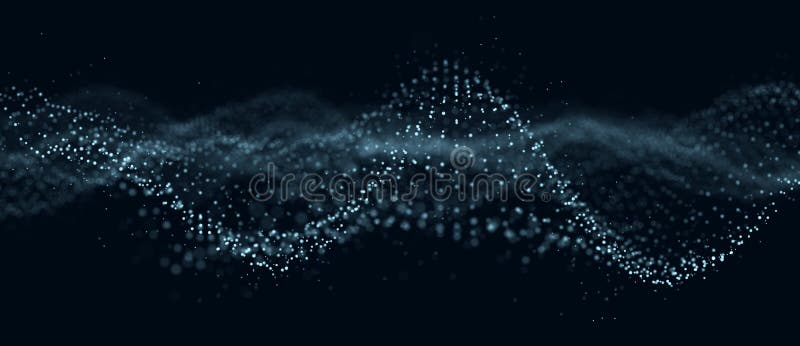 Abstract technology flow background. Futuristic dots background with a dynamic wave. 3d rendering vector illustration