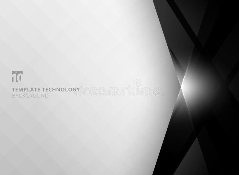 Abstract Technology Geometric Black Color Shiny and Lighting Motion on  White Background. Template for Brochure, Print, Ad, Stock Vector -  Illustration of background, creative: 150972535