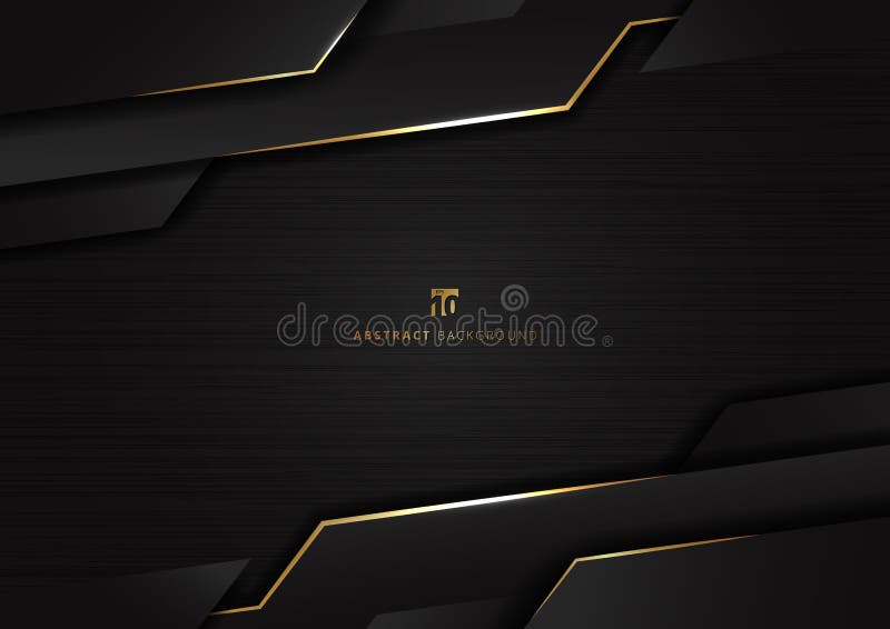 Abstract technology geometric glowing gold and black color shiny motion dark metallic background vector illustration
