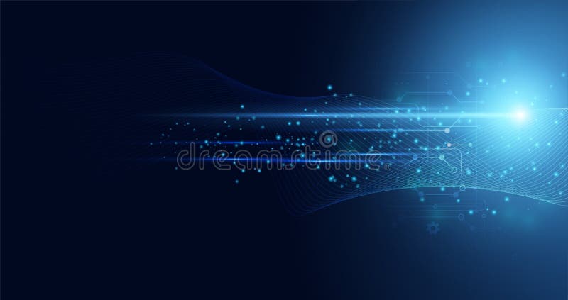 Abstract technology hi tech background concept speed movement motion blur moving fast in the light for template design dark blue .