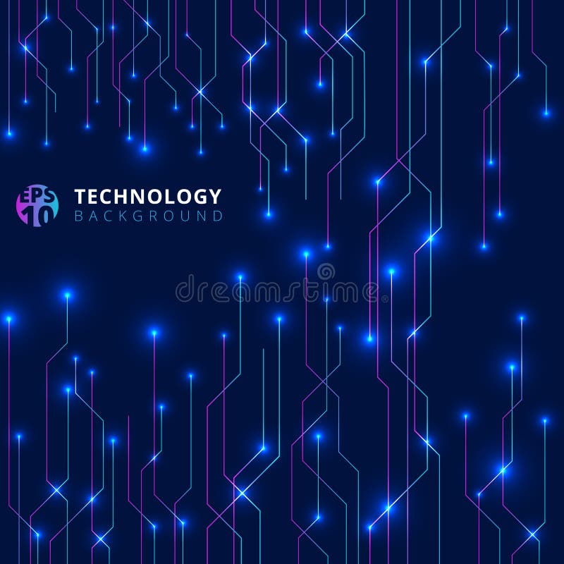 Abstract technology lines with lighting glow futuristic on dark stock illustration
