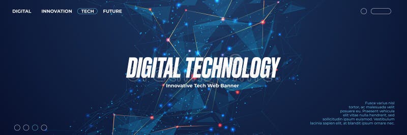 Abstract technology low poly digital plexus web banner design. stock illustration