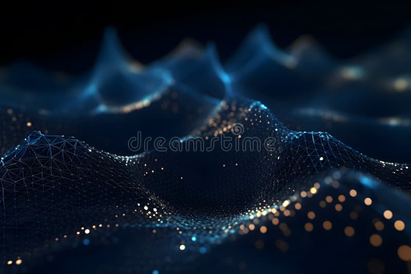 Abstract technology particles mesh background stock image