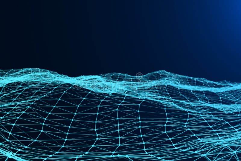 Abstract technology plexus blue dynamic digital surface on blue royalty free illustration