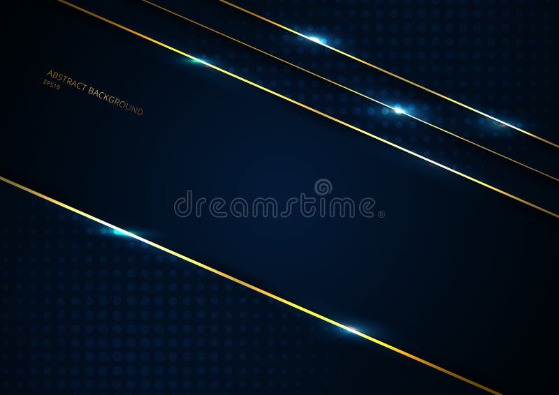 Abstract template dark blue background geometric triangle shape with gold lines stripe with space for your text royalty free illustration
