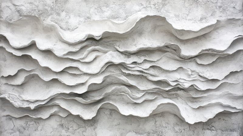 Abstract texturate Valuri neutre Plaster Art cu formă de curbe de adâncime pentru Interioare de design moderne stock photo