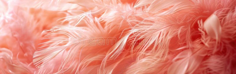 Peach Fuzz Feathers: Abstract Texture of Colored Fluffy Fur for Background Banner stock illustration