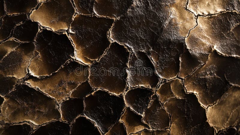 Abstract texture of cracked metallic surface in warm golden and brown hues royalty free stock images