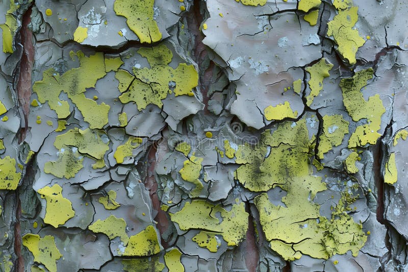Abstract Texture, Gray and Yellow Patina Flaking and Cracking on Weathered Surface, Showing Age and Time\'s Effects stock illustration