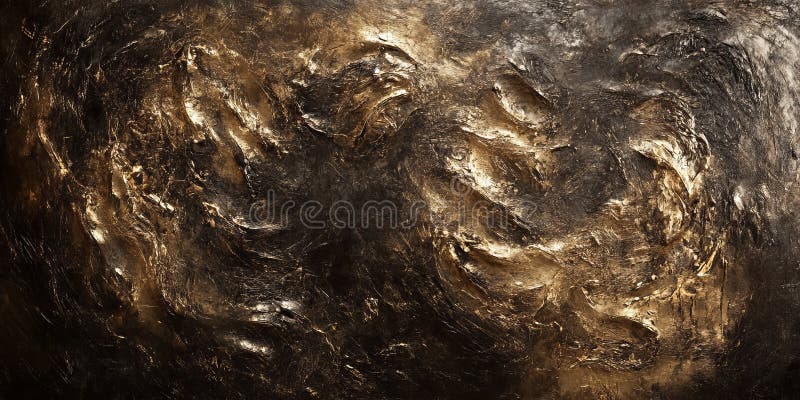 Abstract Textured Metallic Gold and Black Background with Swirling Patterns and Rich Depth stock illustration