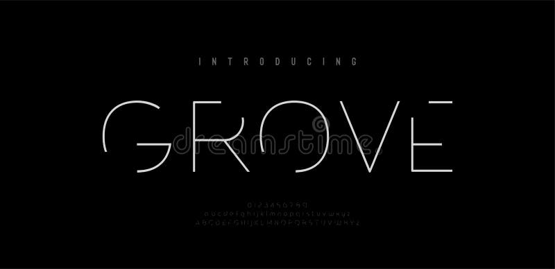 Abstract thin line font alphabet. Minimal modern fashion fonts and numbers. Typography typeface uppercase lowercase and number. stock illustration
